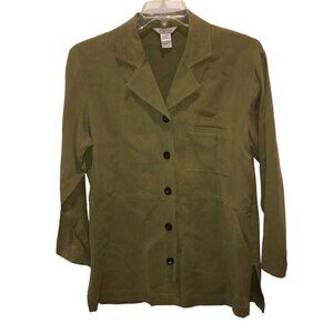 Stonebridge Womens Medium Army Green Long Sleeve Button Up Safari Jacket M